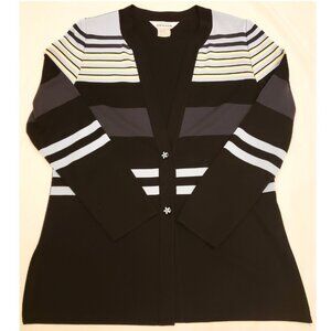 Exclusively Misook Blazer/Jacket Sz-S Black with Multicolor Stripes 100% Acrylic